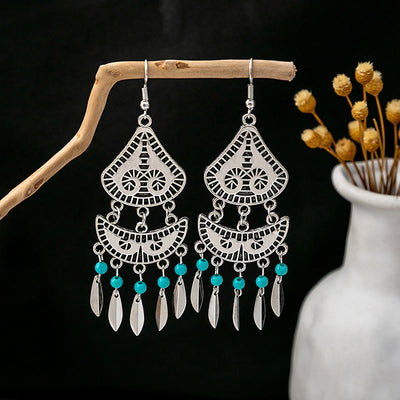 Olivenorma Retro Ethnic Style Bohemian Tassel Turquoise Earrings