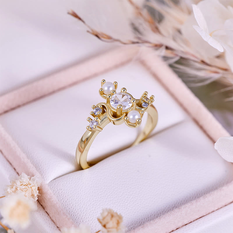 Olivenorma 'Compass' White Zircon Freshwater Pearl Ring