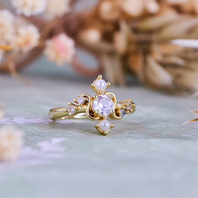 Olivenorma 'Compass' White Zircon Freshwater Pearl Ring