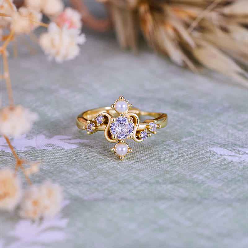 Olivenorma 'Compass' White Zircon Freshwater Pearl Ring