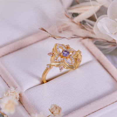 Olivenorma Amethyst Palace Retro Carved Design Ring