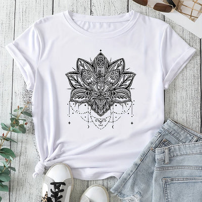Olivenorma Women Lotus Fashion Breathable Short Sleeved T-Shirt