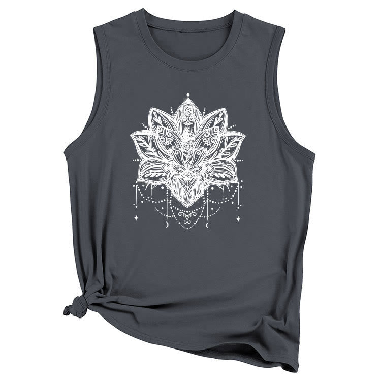 Olivenorma Lotus Printed Sleeveless Large Vest T-Shirt