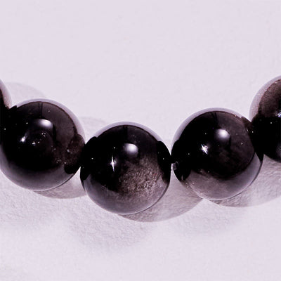 Olivenorma Strawberry Quartz Silver Obsidian Beaded Bracelet