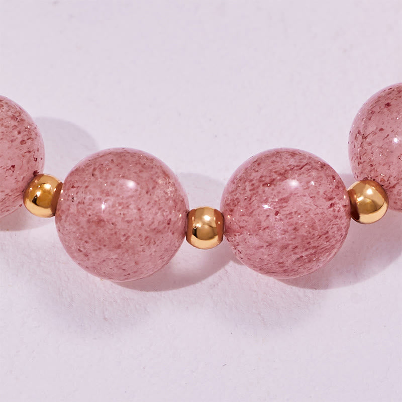 Olivenorma Green Phantom Quartz & Strawberry Quartz Beads Bracelet