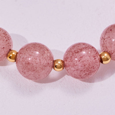 Olivenorma Green Phantom Quartz & Strawberry Quartz Beads Bracelet