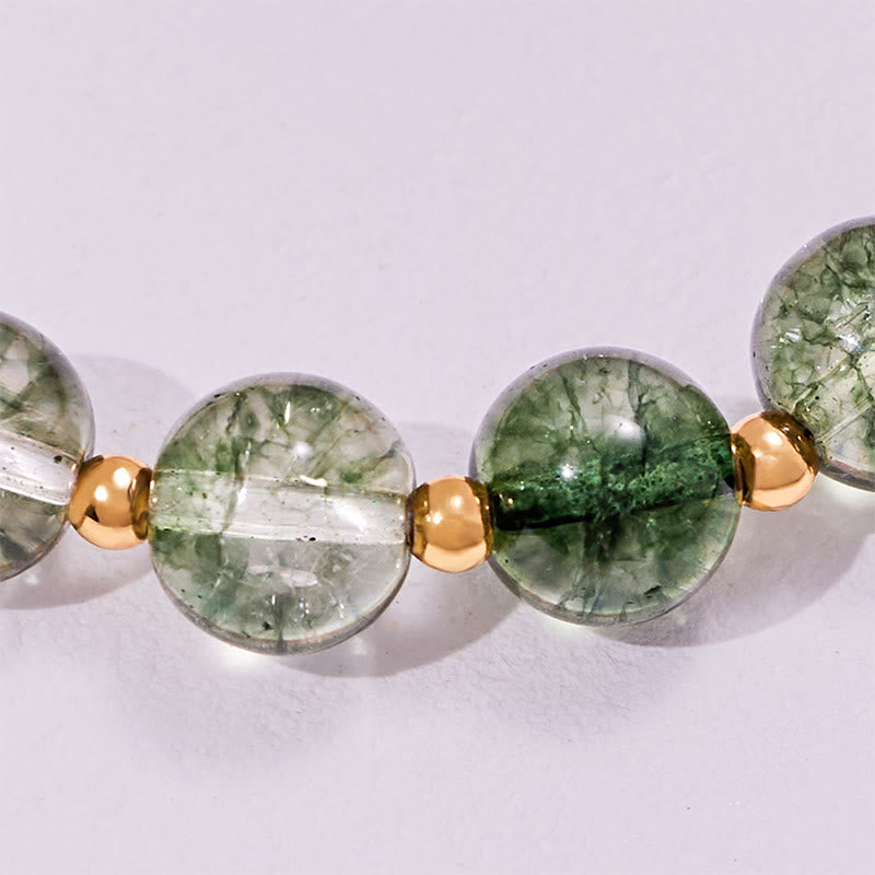 Olivenorma Green Phantom Quartz & Strawberry Quartz Beads Bracelet