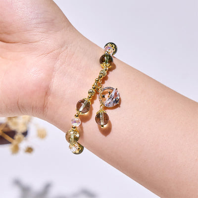 Olivenorma Green Phantom Quartz Clear Glass Beads Bracelet