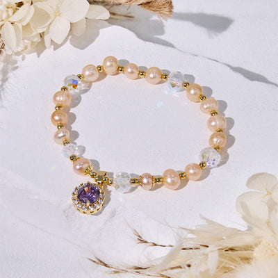 Olivenorma Freshwater Pearl Beads Amethyst Pendant Bracelet