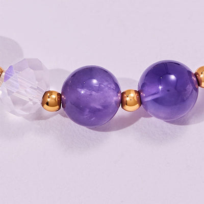Olivenorma Amethyst Clear Glass Beads Elephant Pendant Bracelet