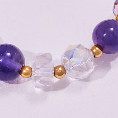 Olivenorma Amethyst Clear Glass Beads Elephant Pendant Bracelet