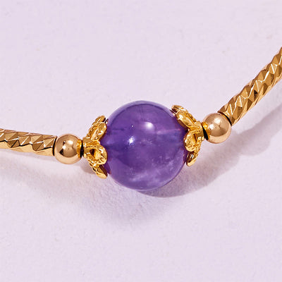 Olivenorma Amethyst Beads Eight-Pointed Star Pendant Bracelet