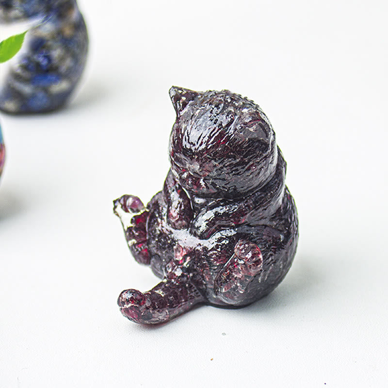 Olivenorma Crystal Epoxy Cat In Heat Gemstone Decoration