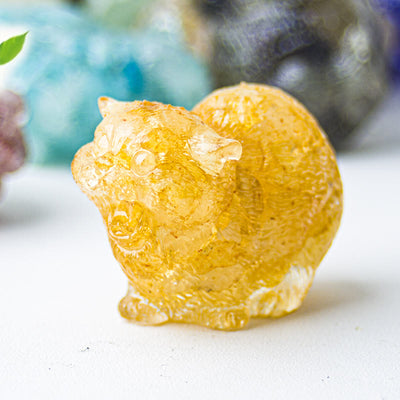Olivenorma Crystal Epoxy Fighting Cats Gemstone Decoration