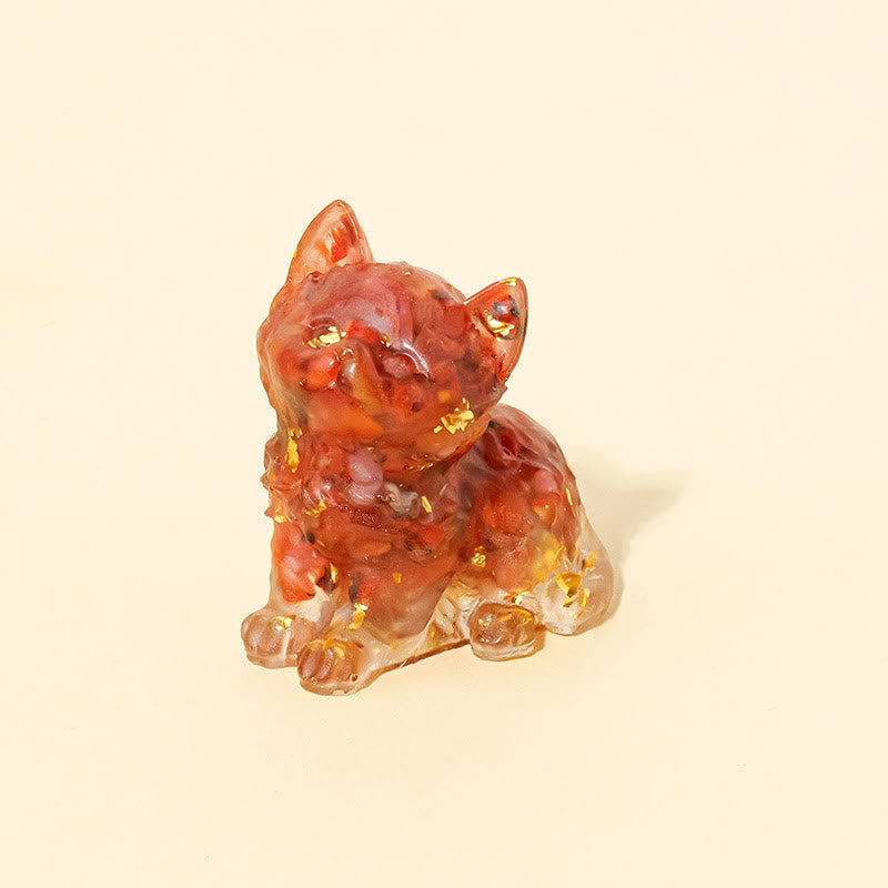 Olivenorma Lucky Charm Crystal Kitten Figurine Gemstone Decoration - Red Agate - Pose 1 - image 23
