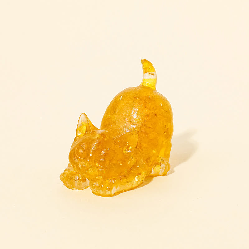 Olivenorma Lucky Charm Crystal Kitten Figurine Gemstone Decoration - Citrine - Pose 2 - image 15