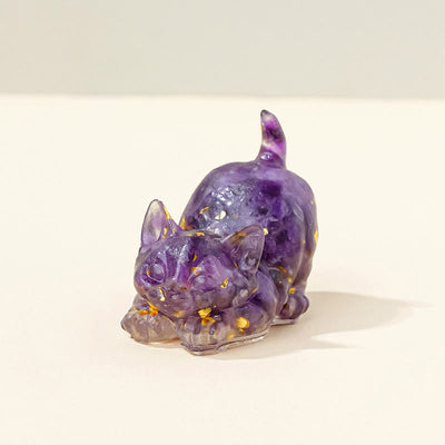 Olivenorma Lucky Charm Crystal Kitten Figurine Gemstone Decoration - Amethyst - Pose 2 - image 12