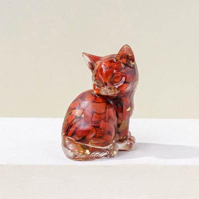 Olivenorma Lucky Charm Crystal Kitten Figurine Gemstone Decoration - Red Jasper - Pose 3 - image 30