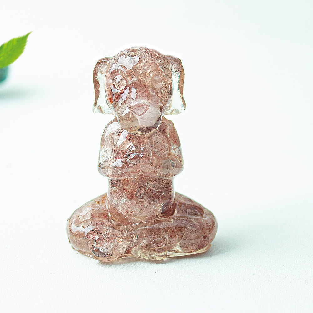 Olivenorma Crystal Epoxy Zen Meditation Dog Gemstone Decoration