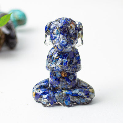 Olivenorma Crystal Epoxy Zen Meditation Dog Gemstone Decoration