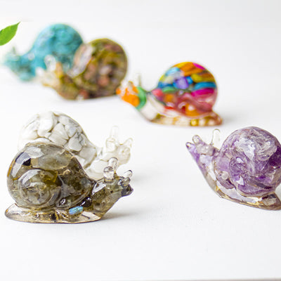 Olivenorma Crystal Epoxy Snail Gemstone Decoration
