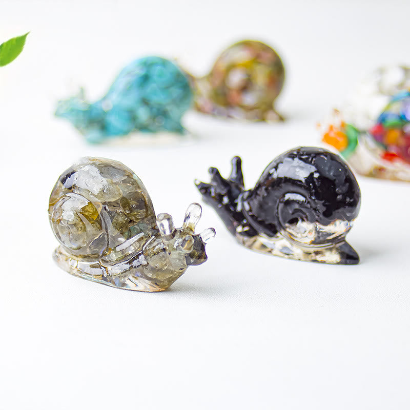 Olivenorma Crystal Epoxy Snail Gemstone Decoration