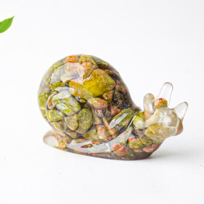 Olivenorma Crystal Epoxy Snail Gemstone Decoration