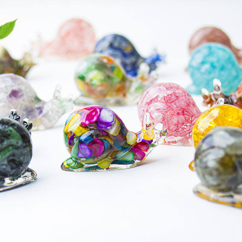 Olivenorma Crystal Epoxy Snail Gemstone Decoration