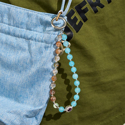 Olivenorma Aquamarine & Gold Rutilated Quartz Keychain Crystal Phone Strap - image 4