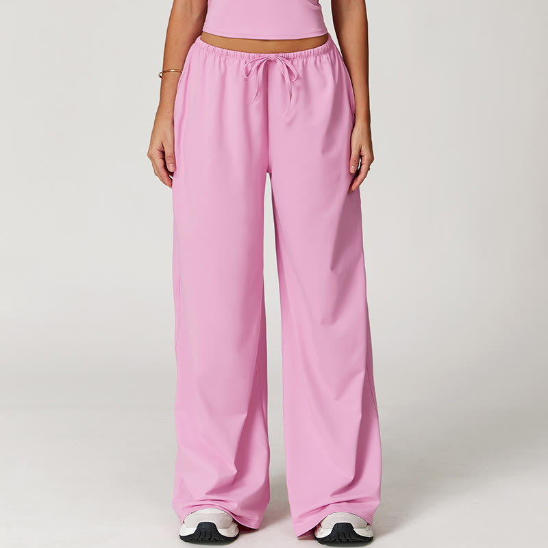 Olivenorma Loose Drawstring Wide-Leg Pants