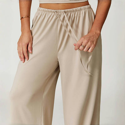 Olivenorma Loose Drawstring Wide-Leg Pants
