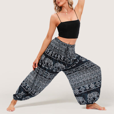 Olivenorma Boho Elephant Yoga Bloomers Pants