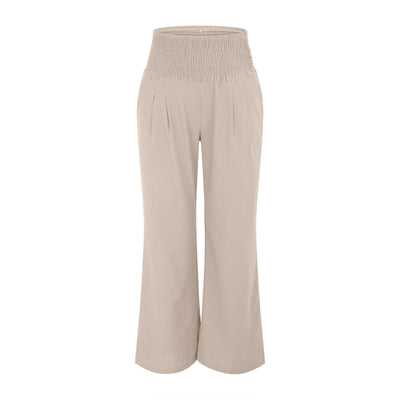 Olivenorma Plain Color Wide Leg High Waist Loose Fit Women's Lounge Pants with Pockets - image 4