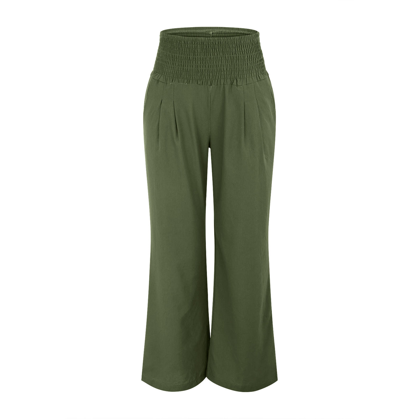 Olivenorma Plain Color Wide Leg High Waist Loose Fit Women's Lounge Pants with Pockets - image 25