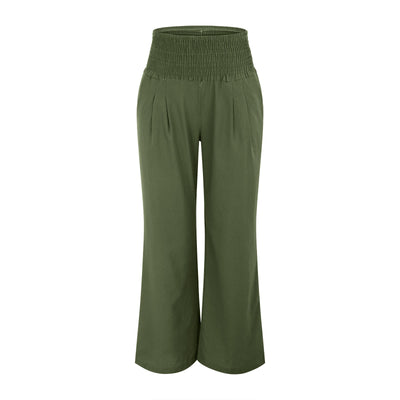 Olivenorma Plain Color Wide Leg High Waist Loose Fit Women's Lounge Pants with Pockets - image 25