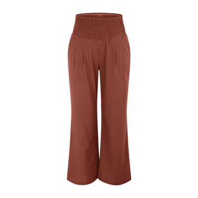 Olivenorma Plain Color Wide Leg High Waist Loose Fit Women's Lounge Pants with Pockets - image 20