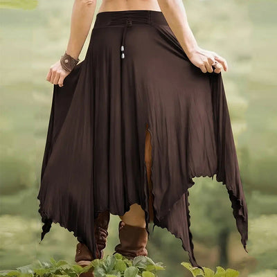 Olivenorma Boho Style Solid Drawstring Midi Split Skirt Dress - image 29