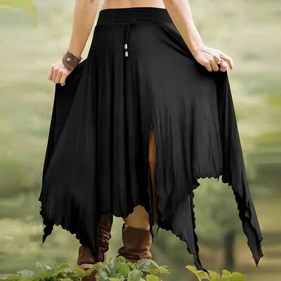 Olivenorma Boho Style Solid Drawstring Midi Split Skirt Dress - image 17