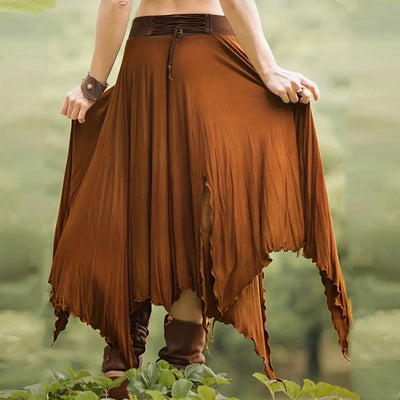Olivenorma Boho Style Solid Drawstring Midi Split Skirt Dress - image 3