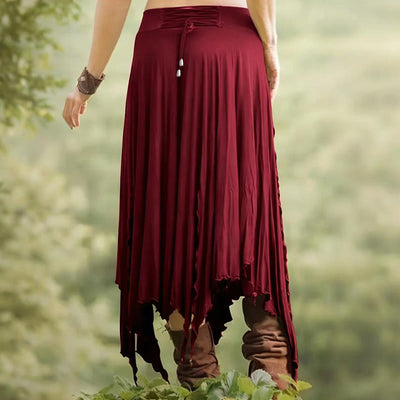 Olivenorma Boho Style Solid Drawstring Midi Split Skirt Dress - image 7