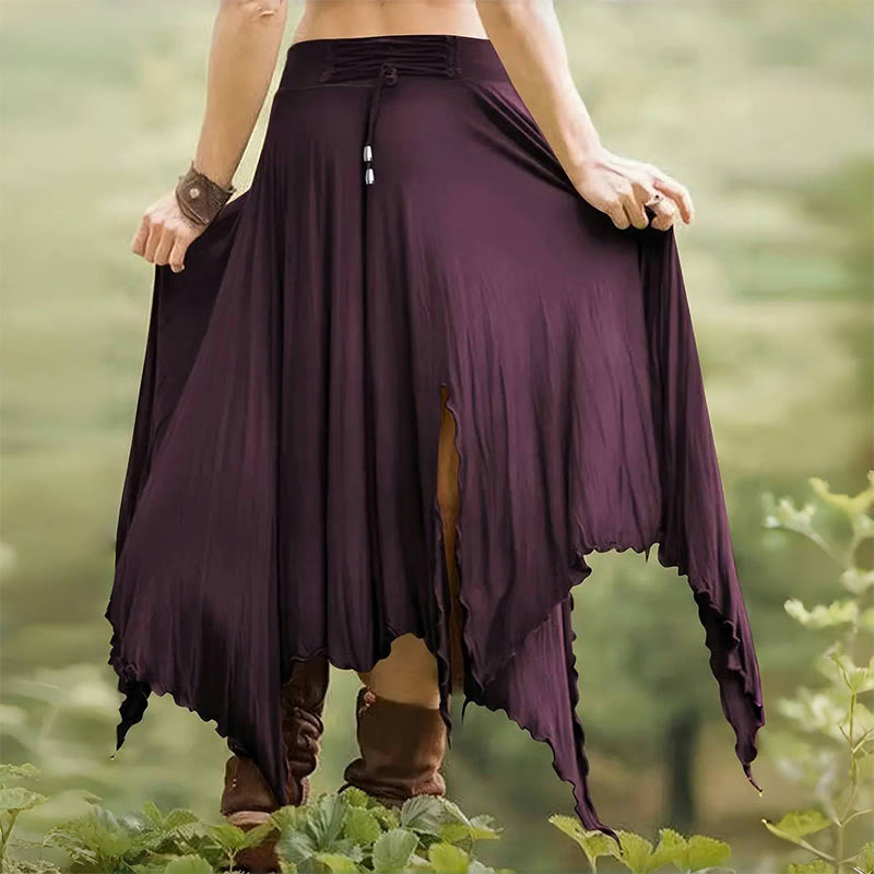 Olivenorma Boho Style Solid Drawstring Midi Split Skirt Dress - image 26