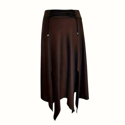 Olivenorma Boho Style Solid Drawstring Midi Split Skirt Dress - image 31