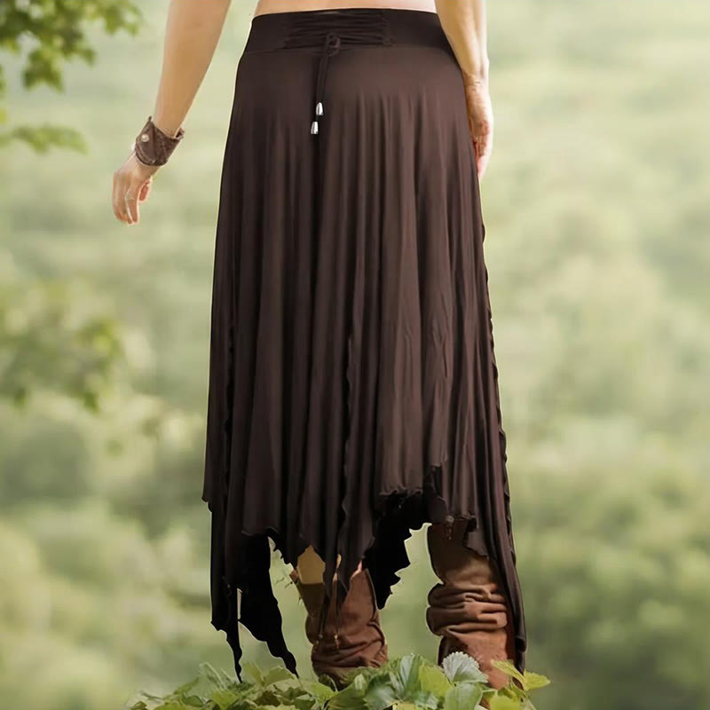 Olivenorma Boho Style Solid Drawstring Midi Split Skirt Dress - image 28
