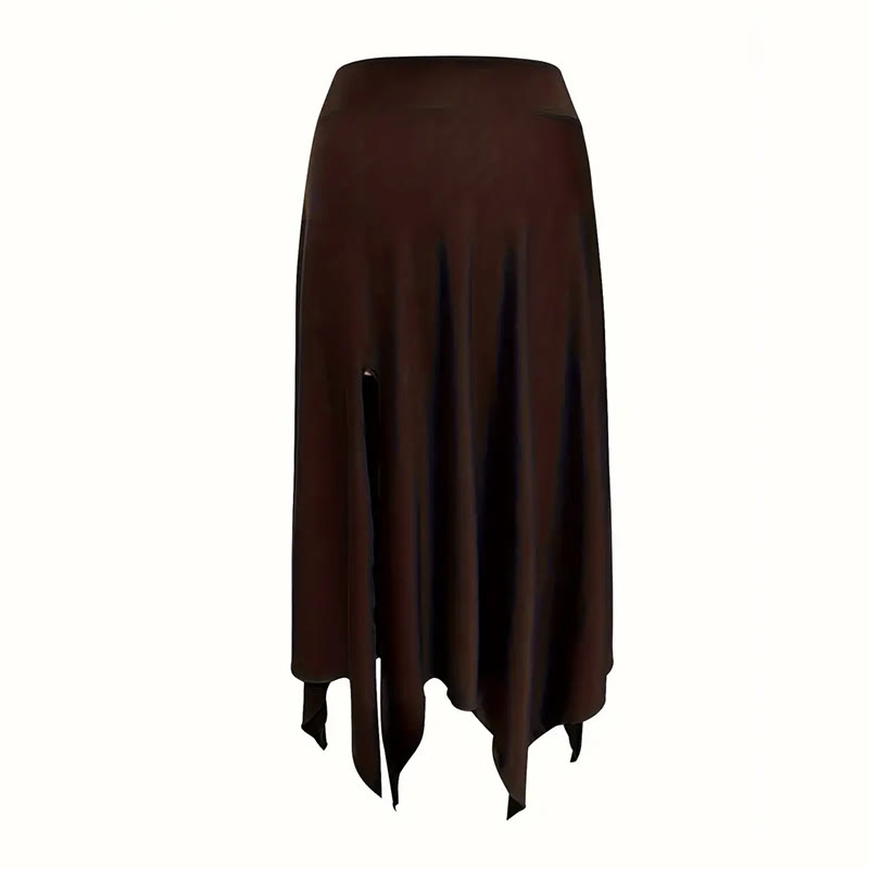 Olivenorma Boho Style Solid Drawstring Midi Split Skirt Dress - image 30