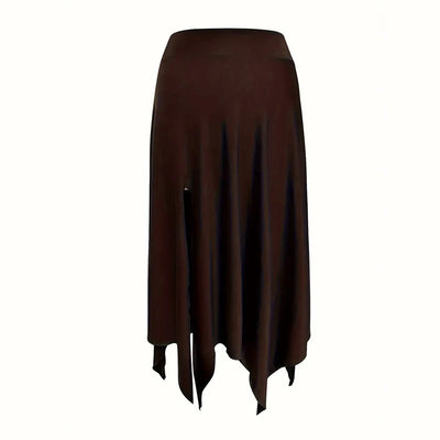 Olivenorma Boho Style Solid Drawstring Midi Split Skirt Dress - image 30