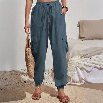 Olivenorma Womens Plain Color High-Waisted Drawstring Hiking Joggers Cargo Pants - image 24