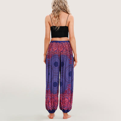 Olivenorma Vibrant Boho Mandala Women's Elastic Waist Harem Pants