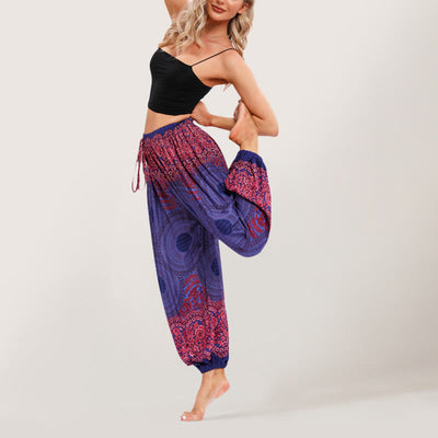 Olivenorma Vibrant Boho Mandala Women's Elastic Waist Harem Pants