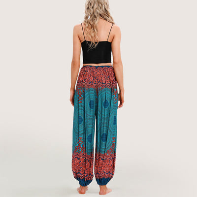 Olivenorma Vibrant Boho Mandala Women's Elastic Waist Harem Pants