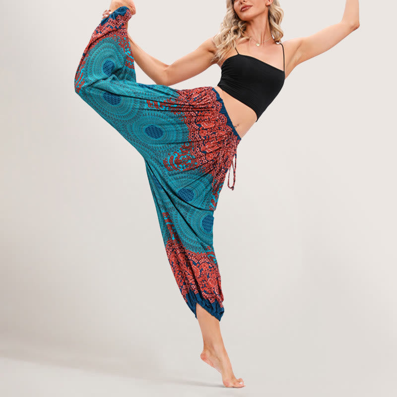 Olivenorma Vibrant Boho Mandala Women's Elastic Waist Harem Pants